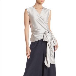 Jarbo Sleeveless Silk Blend Wrap Top